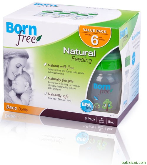 Amazon：Born Free 经典防胀气环保奶瓶 6个装 5oz(150ml)