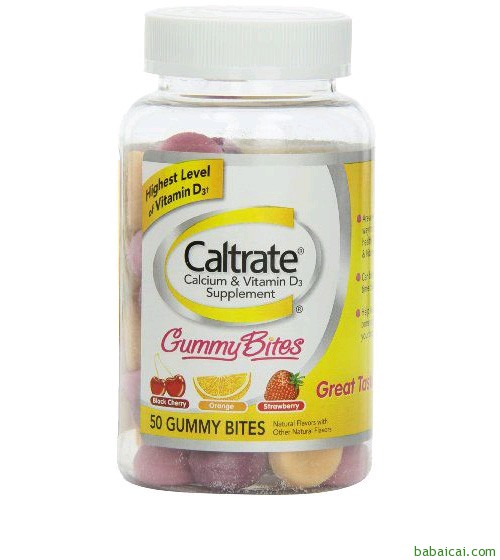 Caltrate 钙尔奇 Gummy Bites 混合天然果味钙+VD橡皮糖 50粒$6.19