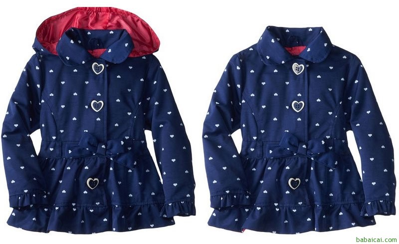 好价~Pink Platinum女童2-6岁心心图案连帽防雨风衣原价$50,特价$16.99 尺码齐全