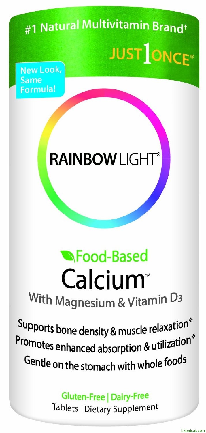 历史新低~Rainbow Light纯天然食物提取钙片180粒*2瓶S&S后$22.7 S&S无需凑单