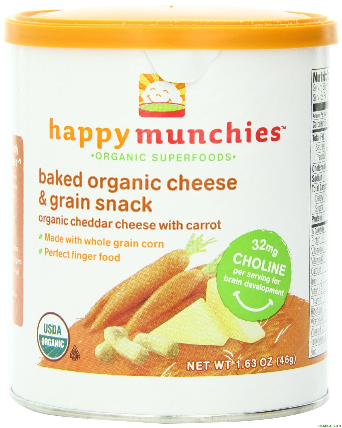 禧贝有机胡萝卜奶酪脆条46g*6罐特价$14.4 S&S后$13.68