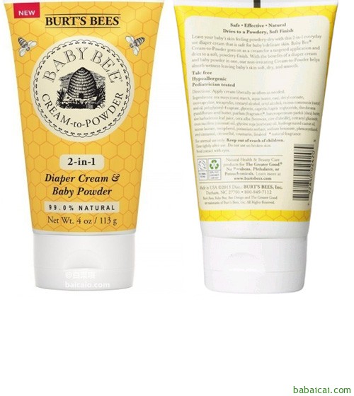 Burt’s Bees小蜜蜂护臀膏爽身粉二合一113g无香料配方,新低$6.47（$7.19下单9折）