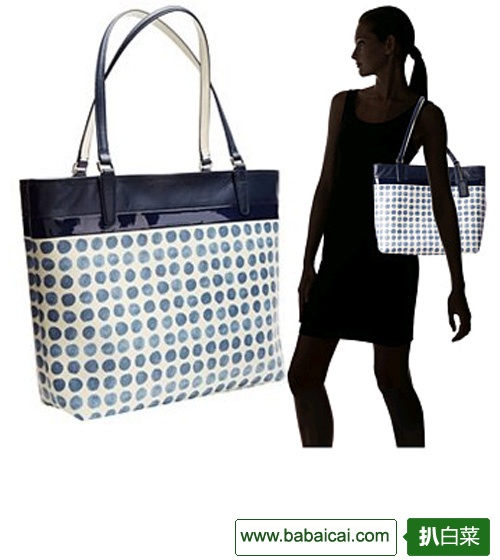 6PM:COACH蔻驰帆布拼皮蓝色波点肩背手提包$117.60