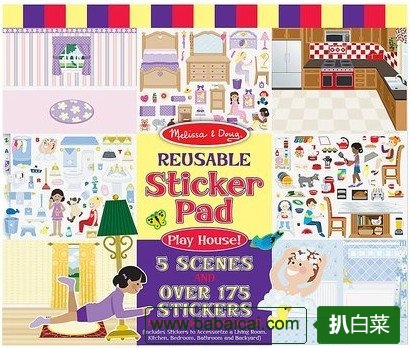孩子都喜欢的MELISSA & DOUG可重复使用贴纸，两件组特价$9.99