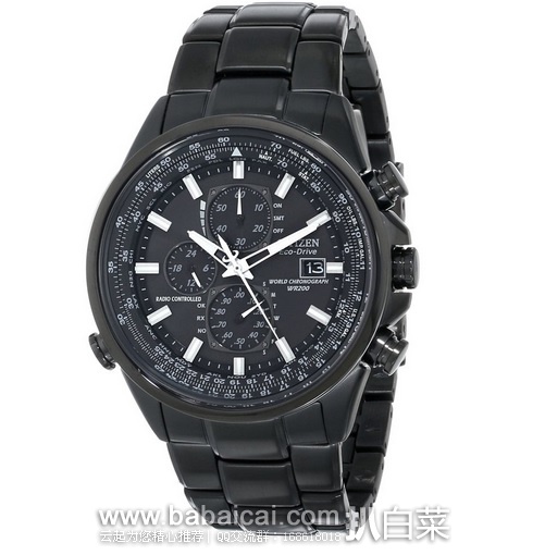 蓝天使升级版，CITIZEN 西铁城 光动能5局电波3眼计时男表现$390