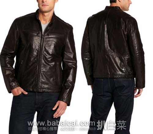 Dockers Washed Leather男士小立领皮衣 原价$425，现秒杀价$169.99