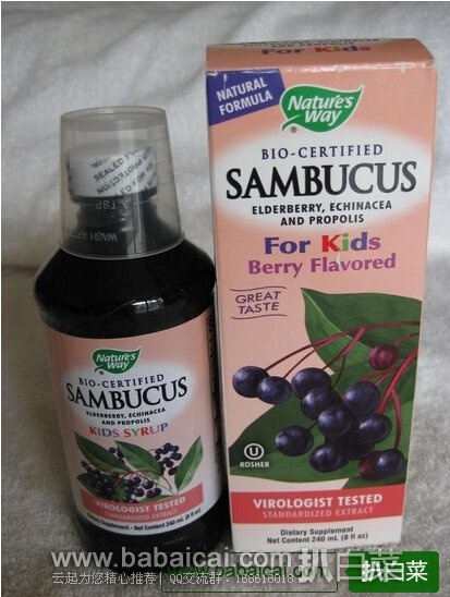 iHerb：抗病毒好帮手！Nature’s Way Sambucus黑接骨木精华儿童糖浆$11.89  凑单95折$11.29