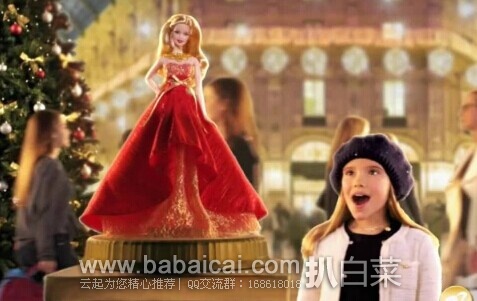 Barbie 芭比娃娃 2014年节日收藏款 原价$40，现历史新低$12.99，直邮无税，运费仅$8.39，到手￥146，国内售价300+