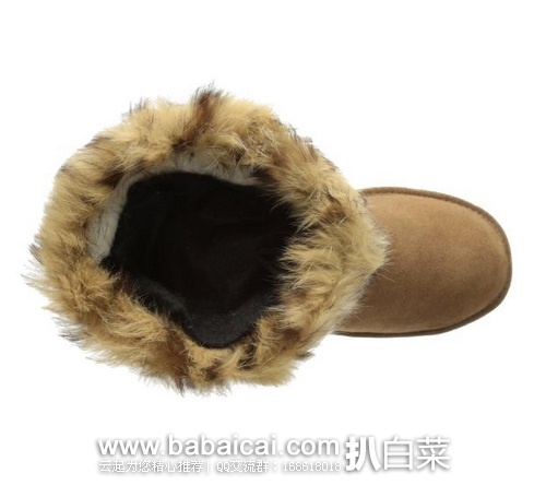 BEARPAW 熊掌 2014新款 Keely 真皮兔毛豹纹女式雪地靴 原价0 现新低特价.02