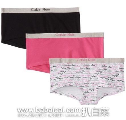 Calvin Klein （CK）少女时尚小内裤3条装特价$9.98