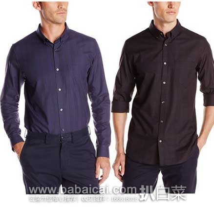 Calvin Klein 男士修身100%纯棉暗色格子衬衫 原价$79.50  现2.7折售价$21.92