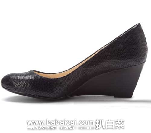 Calvin Klein CK 女士黑色漆皮蜥蜴纹 真皮坡跟鞋 原价,现4.1折.99