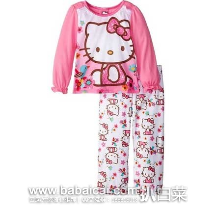 Hello Kitty 凯蒂 女童时尚印花睡衣套装 原价$32，现特价$8.86