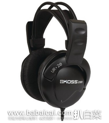 KOSS 高斯 UR-20 全封闭低频耳机历史低价$14.89 直邮无税 运费仅$7.81