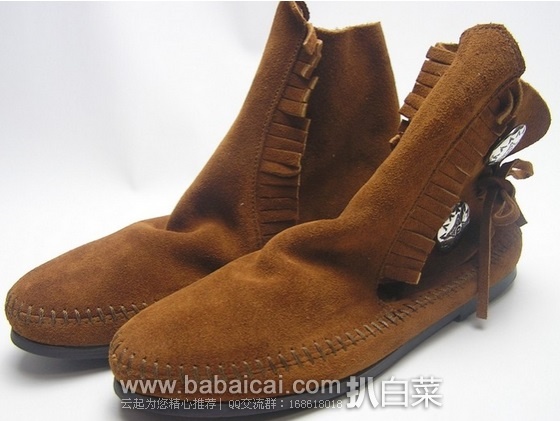 白菜!迷你唐卡 Minnetonka Two Button 两扣中帮流速裸靴脚踝原价$45,现浅棕色$29.96,黑色$28.02,到手仅¥266~272 白菜!迷你唐卡 Minnetonka Two Button 两扣中帮流速裸靴脚踝原价,现浅棕色.96,黑色.02