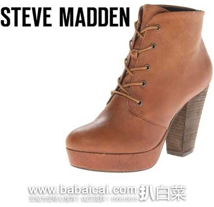 Steve Madden 史蒂夫·马登 女士真皮防水5孔系带粗跟靴 原价9.95,现4.3折售价.26