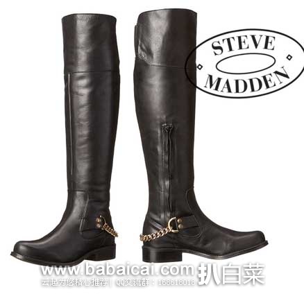 Steve Madden 史蒂夫马登 女士及膝机车真皮长靴 原价9.95,现3.9折.97