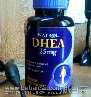 防卵巢早衰！美国著名高档保健品牌Natrol DHEA脱氢表雄酮25mg*300粒原价$25，现特价$12.74
