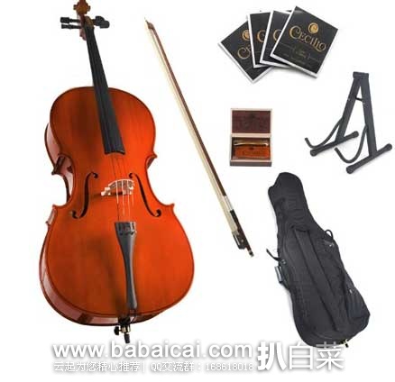 Cecilio CCO-100 学生用高光大提琴套装 原价$500，现4.2折售价$211.30
