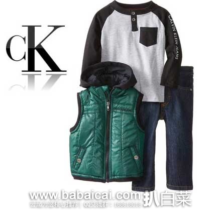 Calvin Klein CK 男宝宝三件套 （12-18个月）原价$69.5，现1.5折售价$10.42