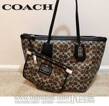 6PM：COACH 蔻驰 女士 经典款 涂层帆布拉链单肩手提包 原价$295，现5折售价$147.99