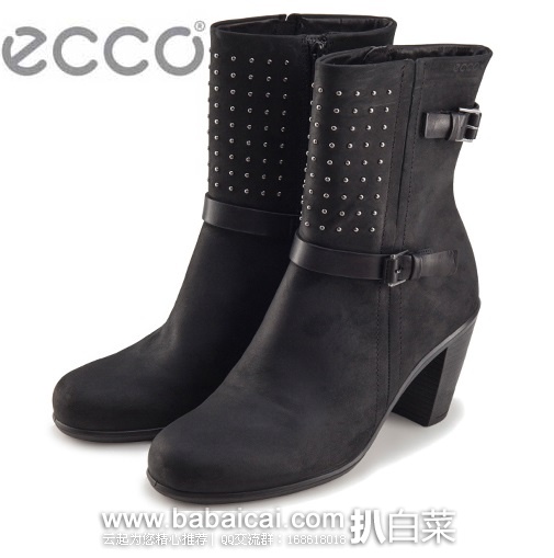 ECCO 爱步Touch 75 小牛皮柳丁女靴原价$200 现黑色新低$59.99，到手￥465，国内￥2599