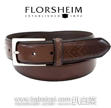 Florsheim 富乐绅 布洛克风格 男士真皮皮带 原价$50，现2.9折售价$14.64
