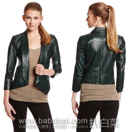 Rebecca Minkoff 瑞贝卡·明可弗 女士 Ace披肩领短款真皮夹克 原价8,现3.6折售价2.96