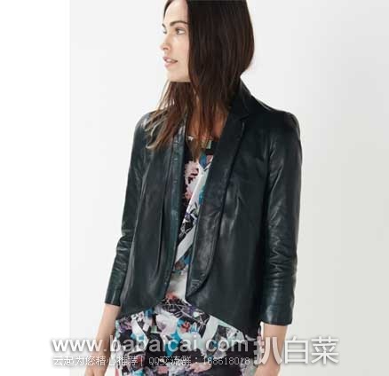 Rebecca Minkoff 瑞贝卡·明可弗 女士 Ace披肩领短款真皮夹克 原价8,现3.6折售价2.96