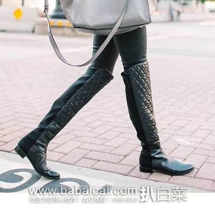 Stuart Weitzman 斯图尔特·韦茨曼 女士衍缝菱格纹真皮长靴 原价高达0,现5折售价4.98