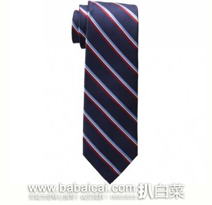Tommy Hilfiger 汤米.希尔费格 男士经典斜条纹真丝领带 原价$65，现3.1折售价$19.99