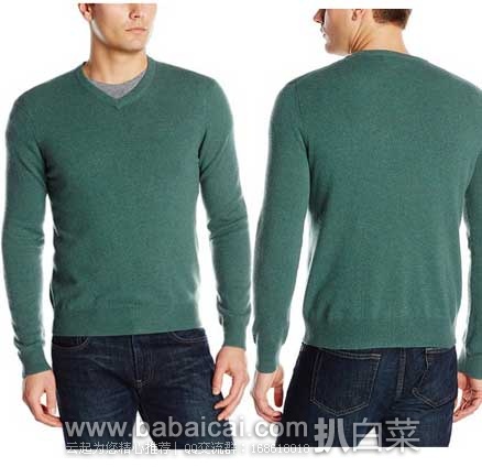 Williams 男士 100%纯山羊绒 纯色V领纯羊绒衫 原价$206，现2.9折售价$60.63