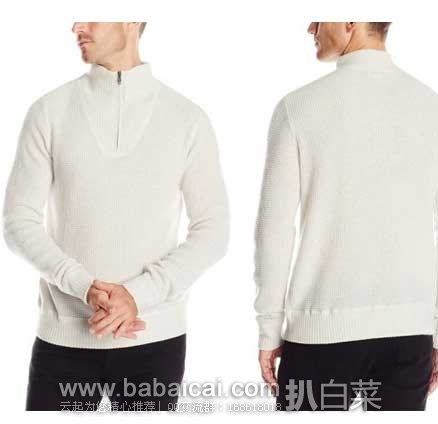 Williams 男士100%纯山羊绒半拉链式立领羊绒衫 原价$325，现2.2折售价$70.78