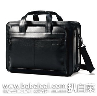 Samsonite 新秀丽 Leather Expandable Briefcase 17寸全皮公文包原价$300，现82.82，公码8折$66.26