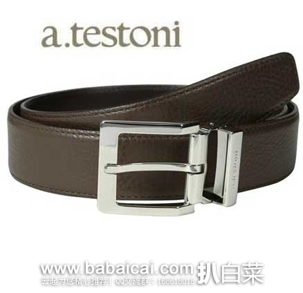 a.testoni 铁狮东尼 男士小牛皮休闲皮带 原价$210，现3.4折售价$71.32