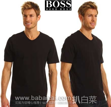HUGO BOSS 雨果博斯 男士 V领纯棉T恤*3条装 原价,现6.2折售价.94