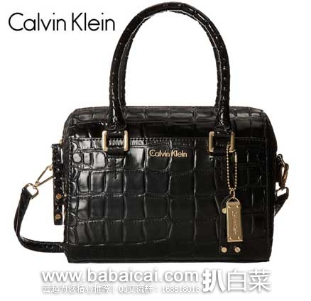 6PM：Calvin Klein 卡尔文·克莱恩 Croco Satchel 女款时尚鳄鱼纹真皮提包 原价$268，现4.5折售价$120.99