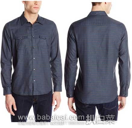 Calvin Klein Gingham 男式格纹纯棉长袖衬衫 原价$79.5，现2折售价$15.99，史低
