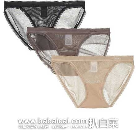 Calvin Klein 蕾丝边性感 Icon Bikini 女士内裤3条套装(原价$33，现7.6折$25.21),公码8折后实付$20.17
