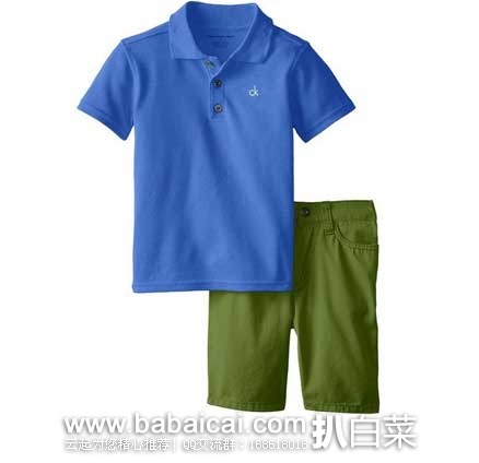 Calvin Klein 卡尔文·克莱恩 儿童款套装（含Polo衫和短裤）（原价$49.5，现2折$10.39 ） 公码8折后实付$8.31