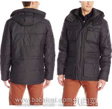 Calvin Klein CK 男式带防风兜帽保暖外套 原价$228，现2.8折售价$64.87