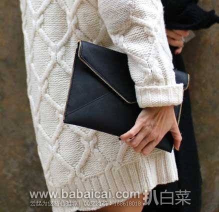 Rebecca Minkoff 瑞贝卡·明可弗 女款Leo Clutch信封款牛皮手包 原价,现.5,公码8折新低.2,直邮免税,到手仅¥364