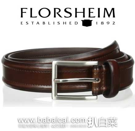 Florsheim 富乐绅 男式真皮简约皮带 原价$30，现3.8折售价$11.45
