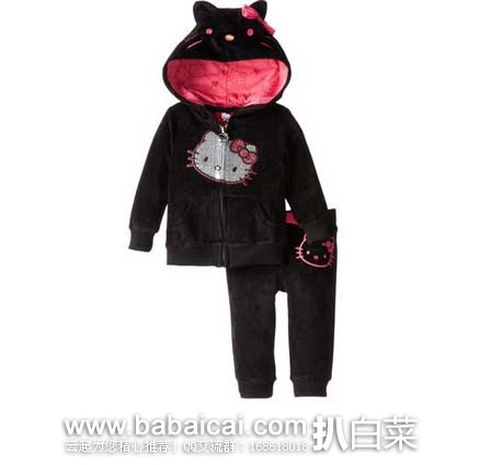 Hello Kitty Newborn Hoodie 女童春秋季纯棉套装(含上衣、裤子) 原价$42，现2折售价$8.77