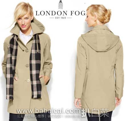 London Fog 伦敦雾 女式 单排扣简约风衣(附送格纹围巾) 原价0,现2.5折.01