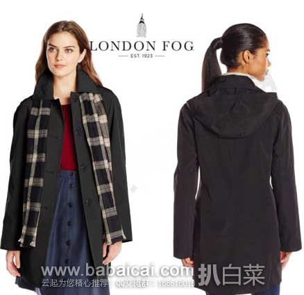 London Fog 伦敦雾 女式 单排扣简约风衣(附送格纹围巾) 原价0,现2.5折.01