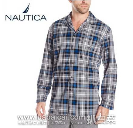 Nautica 诺帝卡 Cozy Fleece 男士长袖格纹睡衣 原价$40，现6折售价$24，史低