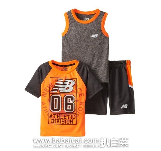 New Balance 新百伦 小男孩运动装三件套原价,现新低.99,直邮无税,运费仅.98