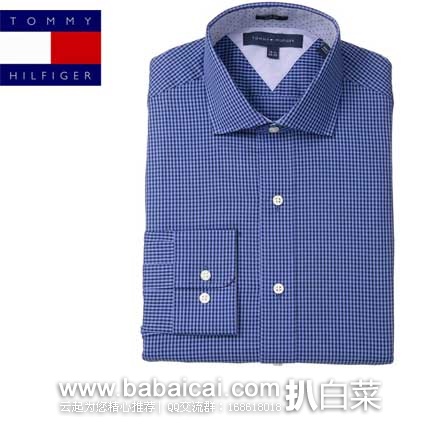 Tommy Hilfiger 男款 纯棉格纹衬衫(原价$69.5，现4.8折$33.59)，公码7.5折后实付$25.19
