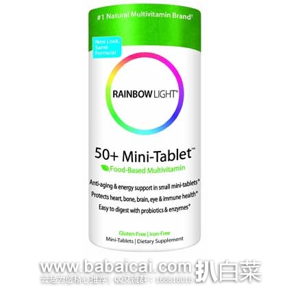 Rainbow Light 润泊莱 50岁以上中老年综合营养素*180粒 原价$38，现$17.11，S&S后新低$16.25，到手￥120